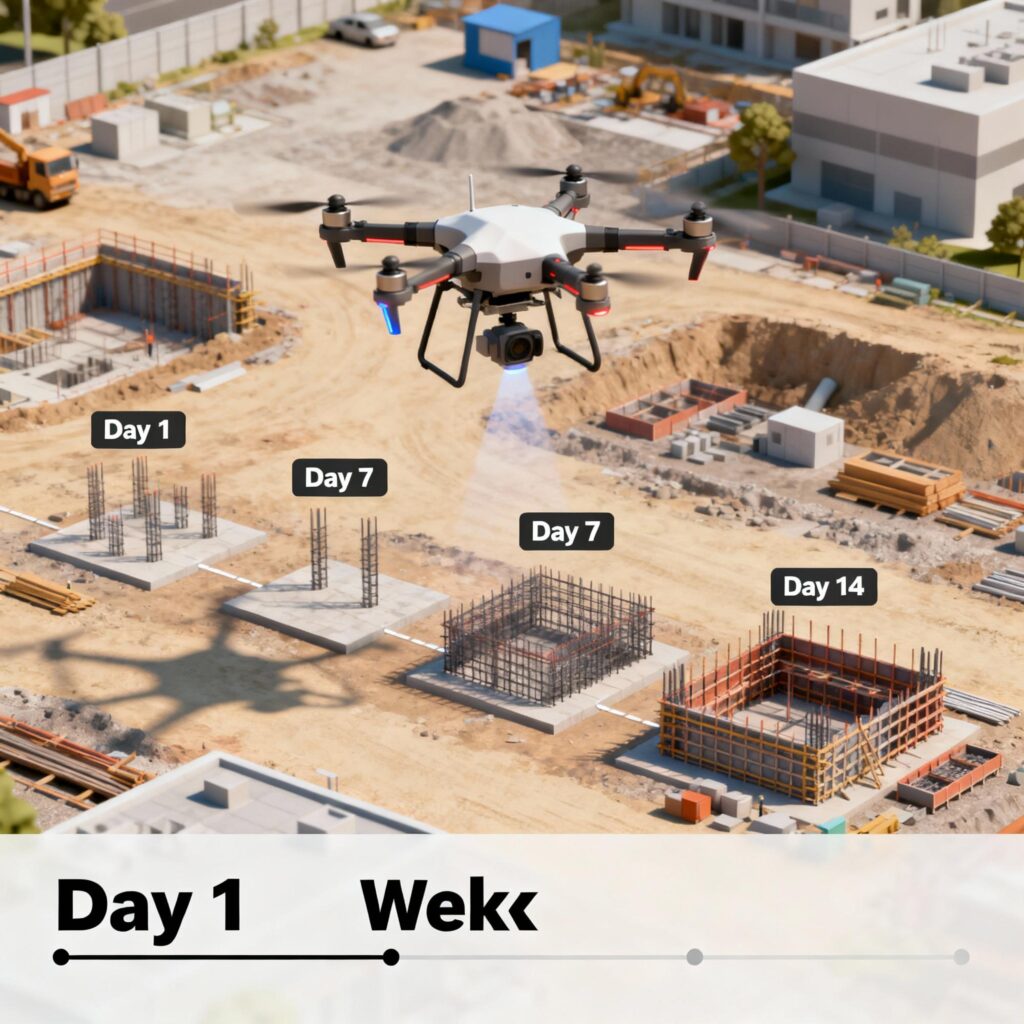 Provides daily or weekly aerial updates for construction and infrastructure projects Captures high-resolution imagery for accurate site documentation Compares current visuals with previous data to track progress over time Enables overlay of project plans or 3D models for timeline validation Helps identify delays, discrepancies, and potential issues early Enhances communication, transparency, and collaboration among stakeholders Supports data-driven decision-making for more efficient project management