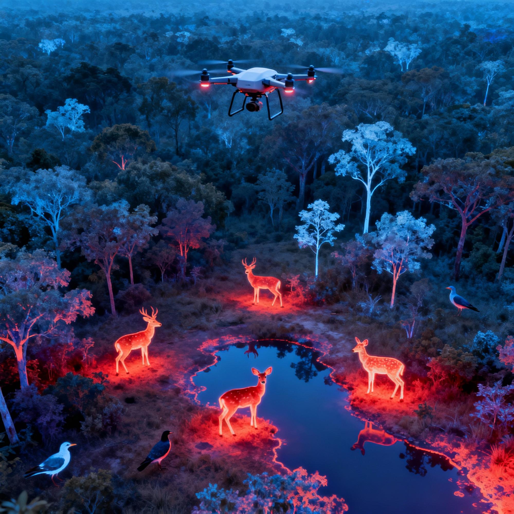 Non-Intrusive Monitoring: Drones enable observation of wildlife without disturbing natural behavior. High-Resolution Imaging: Captures detailed visuals of habitats, animal movements, and vegetation health. Thermal & Infrared Detection: Tracks nocturnal animals and detects hidden wildlife activity. Anti-Poaching Support: Identifies and monitors illegal activities such as poaching or deforestation. Ecosystem Assessment: Evaluates habitat conditions and the effects of human interference. Real-Time Data Access: Provides instant or recorded insights for conservation planning and management. Biodiversity Protection: Aids researchers and forest departments in preserving endangered species and ecosystems.